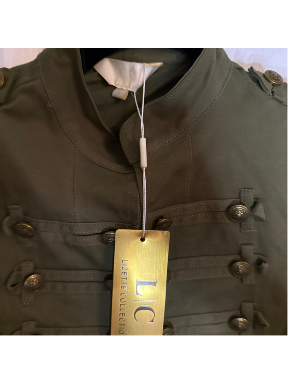 Lizette Collection Military Utility Jacket, Size L Olive Green - Picture 6 of 7